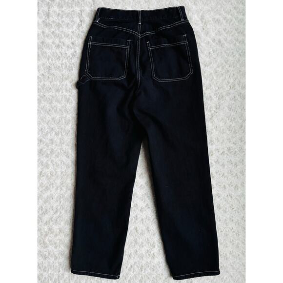 PacSun Women Black Denim Cotton Hi Rise Carpenter Double Knee Workwear Jeans 27 - Picture 4 of 8